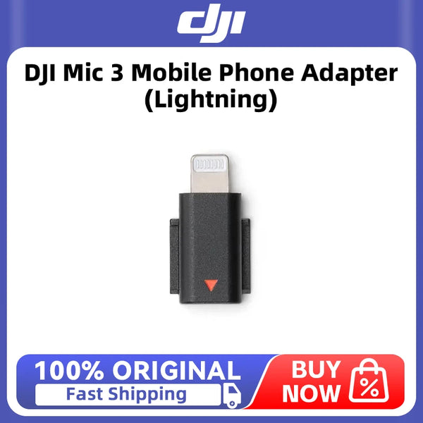 DJI Mic 3 Mobile Phone Adapter (Lightning) to Apple mobile devices with a Lightning port for audio recording