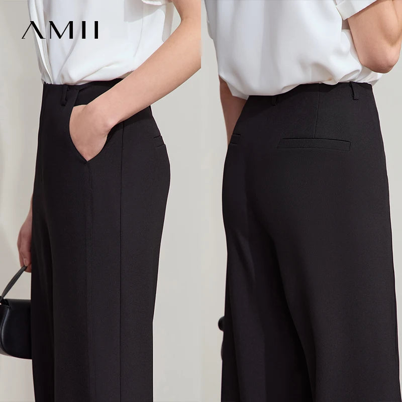 ខោ AMII Minimalist រដូវស្លឹកឈើជ្រុះឆ្នាំ ២០២៦ ថ្មីឆើតឆាយប្រណីតការិយាល័យនារីធម្មតារលុងខោជើងវែងត្រង់ធំទូលាយ 12523044
