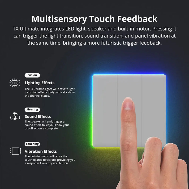 SONOFF TX Ultimate Smart WiFi Wall Switch Full Touch Access LED Multi-Sensory eWeLink Remote Control via Alexa Google Alice