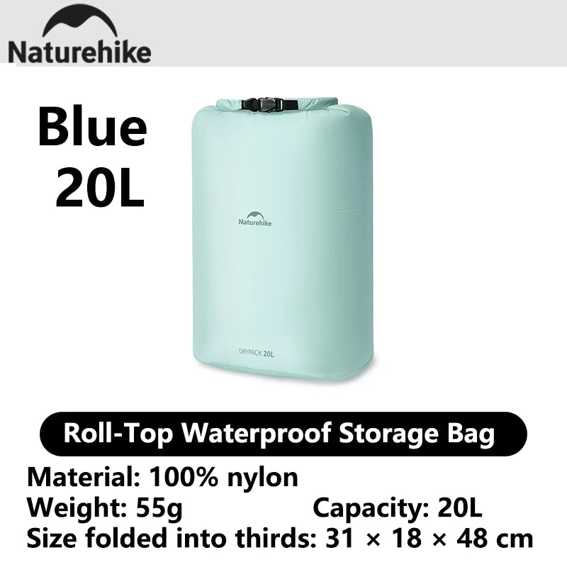 Naturehike 2026 Large New Outdoor Ultralight Roll Top PU2000+ Waterproof Storage Bag Picnic Camping Drinking Water Storage Bag