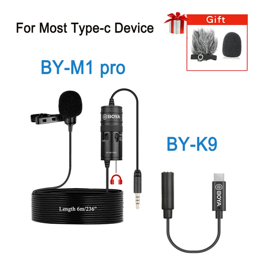 BOYA BY-M1 PRO/BY-M1 PRO II 3.5mm TRRS Wired Lavalier Lapel Microphone for Smartphone PC Camera Recording Youtube Live Streaming M1 PRO-K9-FF01