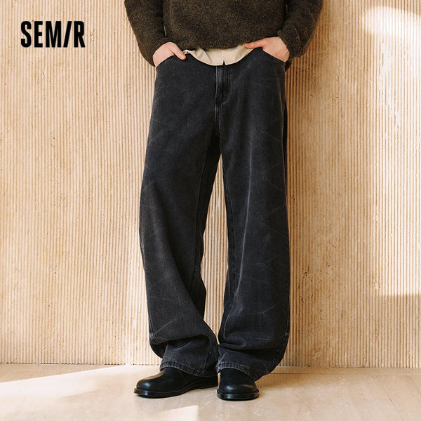 ខោខូវប៊យបុរស Semir ជើងកោងបែប Retro លាងសម្អាតរលុង រចនាប័ទ្មធម្មតា ខោ Denim រដូវស្លឹកឈើជ្រុះ ស្លៀកប្រចាំថ្ងៃនៅទីក្រុង 2026