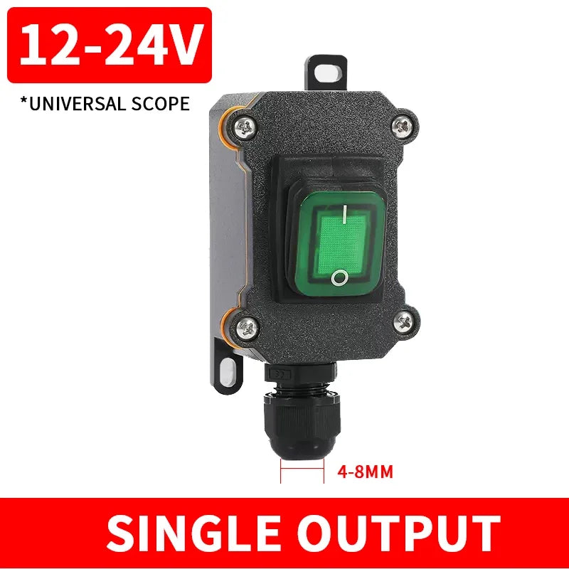 Waterproof Marine Rocker Switch With LED Outdoor Junction Box Inline Power Cord Power Switch IP65,12V/24V/220V,Screw Wiring