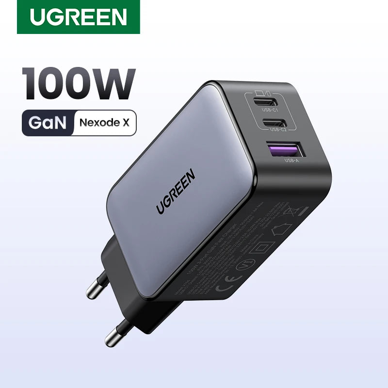 UGREEN 100W GaN Charger USB C Charger QC4.0 3.0 Quick Charge For Macbook Air Laptop Tablet PDFast Charger For iPhone 17 16 15Pro