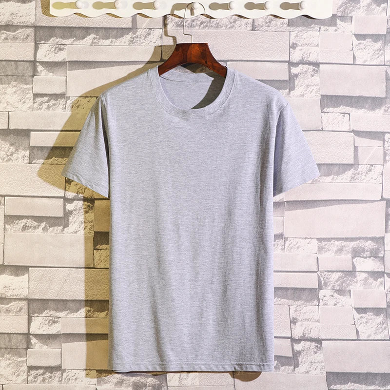 Hot 100%cotton Man T-Shirt Round Neck Personality Retro Spring New Solid Color Tops Versatile Fashion Trend Leisure Men's Wear