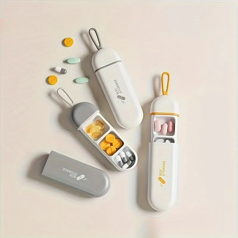3-Compartment  Anti-Moisture Medicine Storage Box,for Vitamins & Supplements, Compact  for Daily Use, Pill Box for Purse