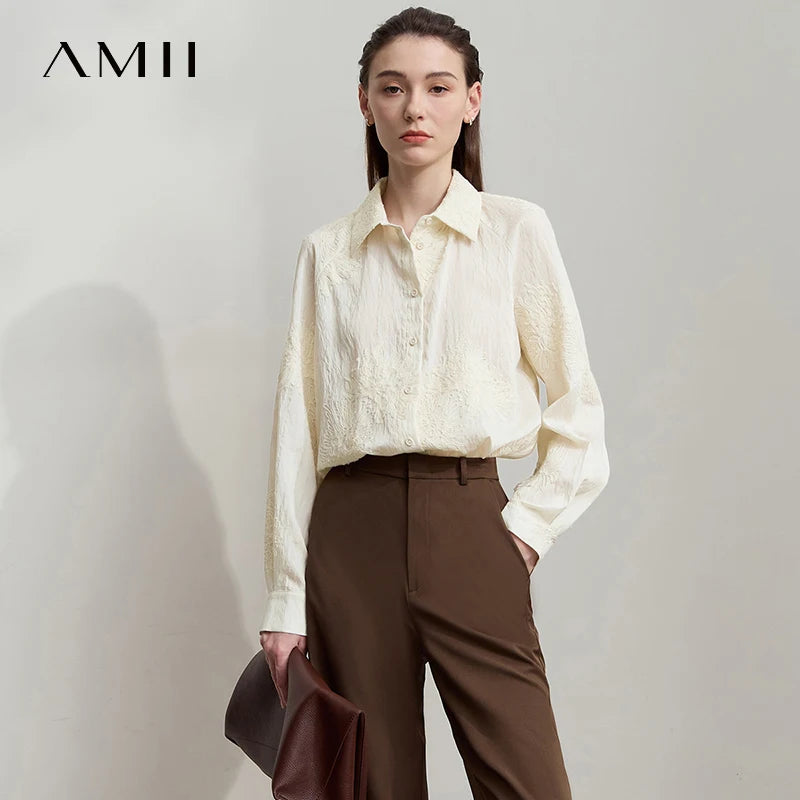 អាវ AMII សម្រាប់នារី រដូវស្លឹកឈើជ្រុះ ឆ្នាំ២០២៦ អាវថ្មីសម្រាប់នារី ប៉ាក់បែបរឹងមាំ រលុង ឆើតឆាយ ដៃវែង អាវធំសម្រាប់នារី 12543148