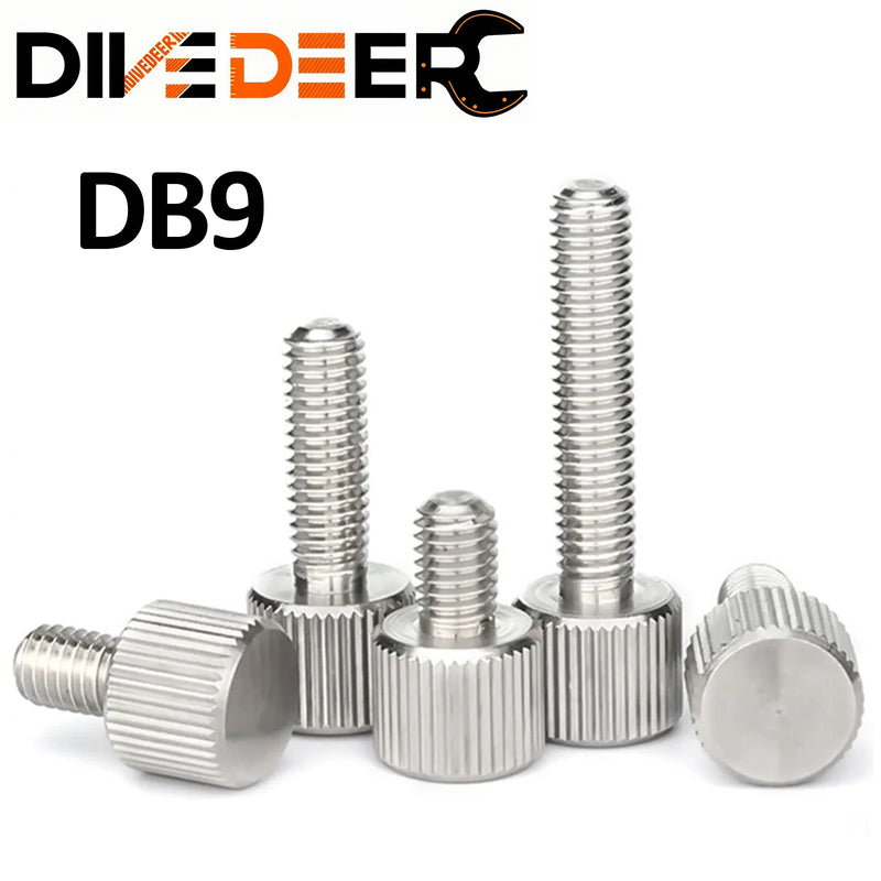 2/5Pcs M2 M2.5 M3 M4 M5 M6 M8 304 Stainless Steel Thumb Screw Plain Flat Type Metric Knurled Head Maunal Adjustment Bolt 5-30mm