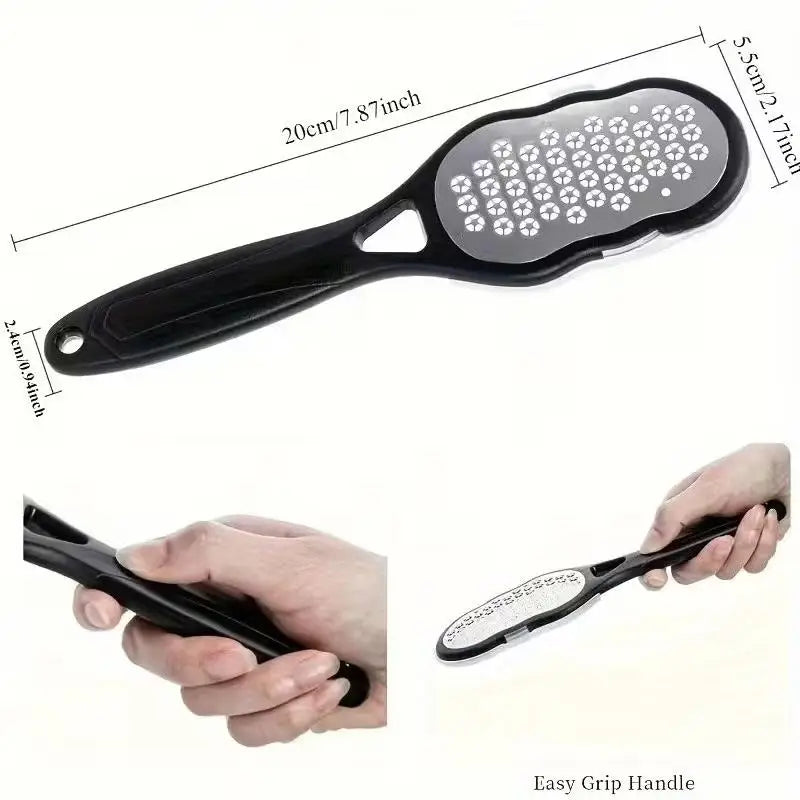 2PCS Stainless Steel Foot File – Splash-Proof, Ergonomic Handle, Coarse/Fine Grit for Home Spa & Gift