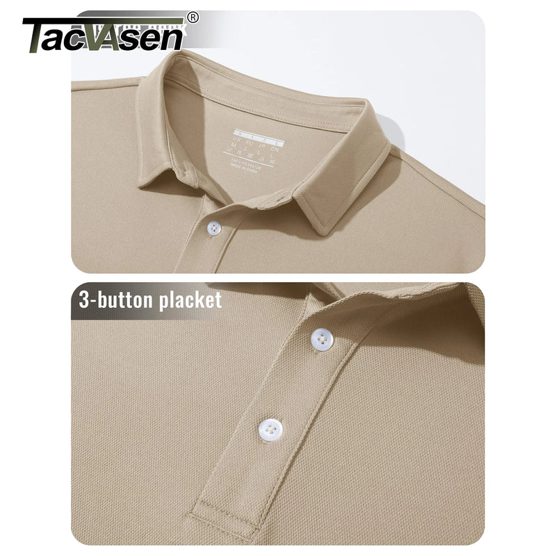 TACVASEN Men Sports Polo Shirts Quick Dry Golf T-shirts Breathable Work Shirts Casual Office Shirts Lightweight Top Long Sleeve