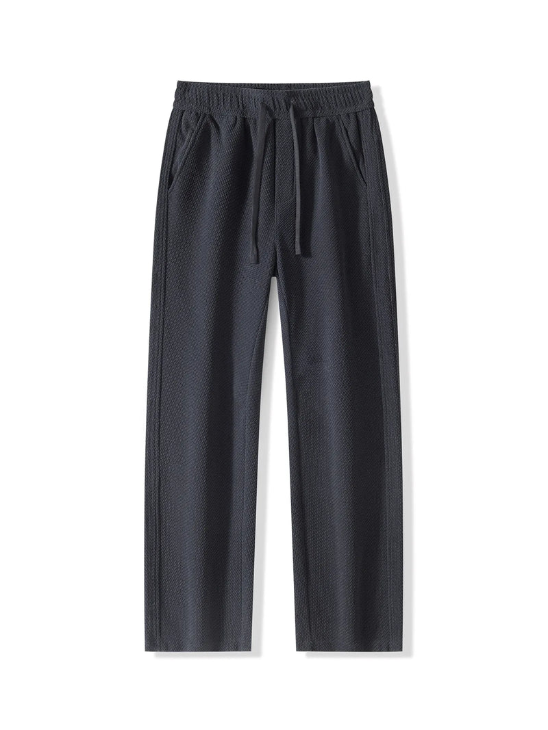 DUKEEN Men's Straight Leg Casual Pants 2025 New Textured Knit Wide Leg  Loose Fit Drawstring Trousers