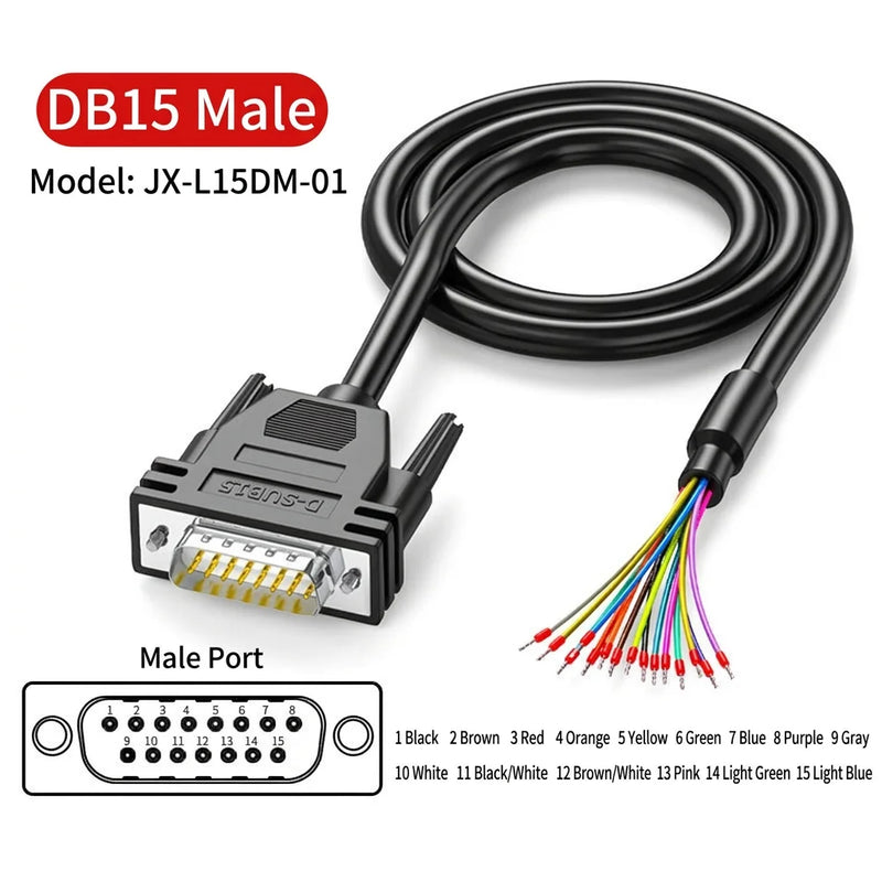 DIVEDEER DB9 DB15 DB25 Serial Cables Single-Ended RS232 Connector Wires with 9-Pin Terminal Blocks