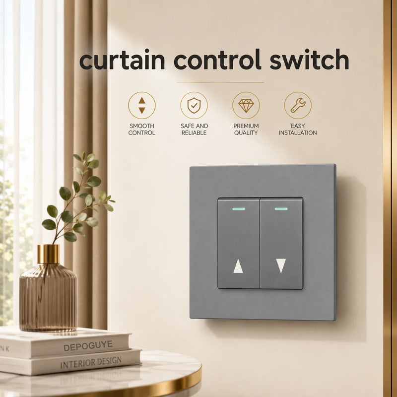 Electric curtain switch panel, type 86 up and down automatic reset shutter shutter switch AC110-250V