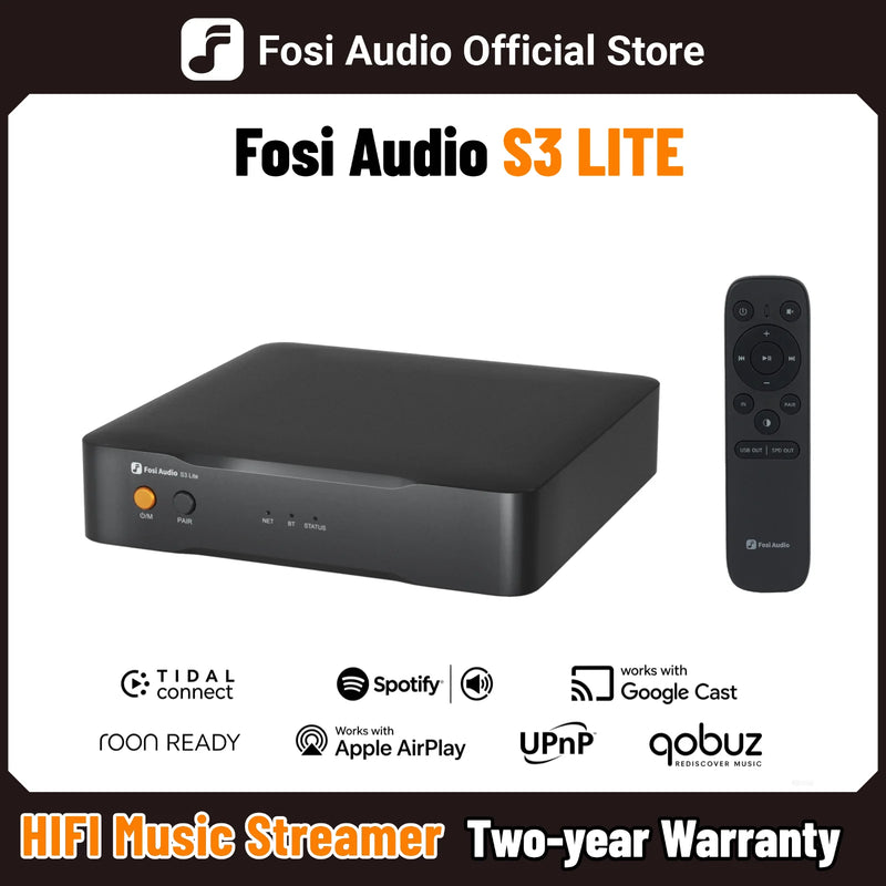 Fosi Audio S3 Lite ឧបករណ៍ចាក់តន្ត្រី Hifi ឥតខ្សែ ប៊្លូធូស ឌីជីថល ដឹកជញ្ជូន បណ្តាញ ឧបករណ៍ចាក់អូឌីយ៉ូ គាំទ្រ AirPlay Qobuz Connect