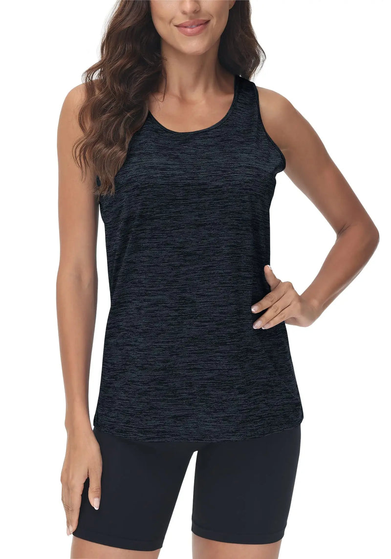 TACVASEN Gym Tops Women Sport Sleeveless T-Shirt Athletic Workout Vest Lightweight Yoga Tee Shirt Summer Breathable Tank Tops