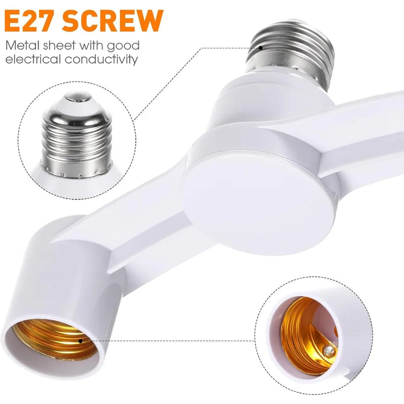 JOYINLED E27 Light Socket Splitter Adapter 2 in 1 Dual Head Lamp Holder Bulb Base Extender Converter for LED Lighting 1-10PCS