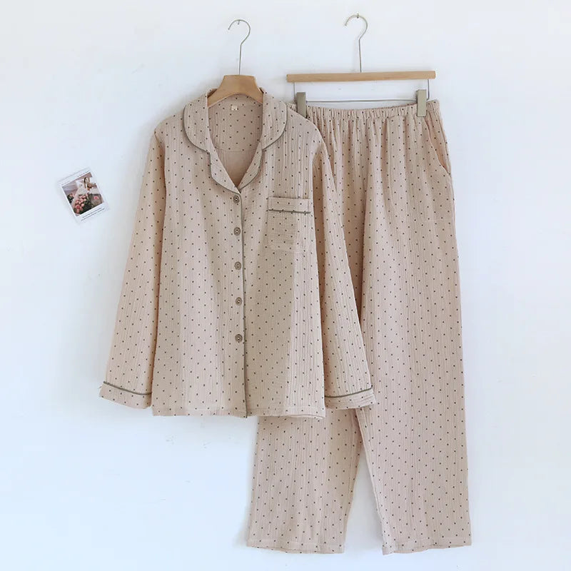 Pijamas De Mujer New 100% Cotton Sleepwear Sleeping Clothes Lapel Long Sleeve Home Clothing Spring Autumn Casual Pajamas Women