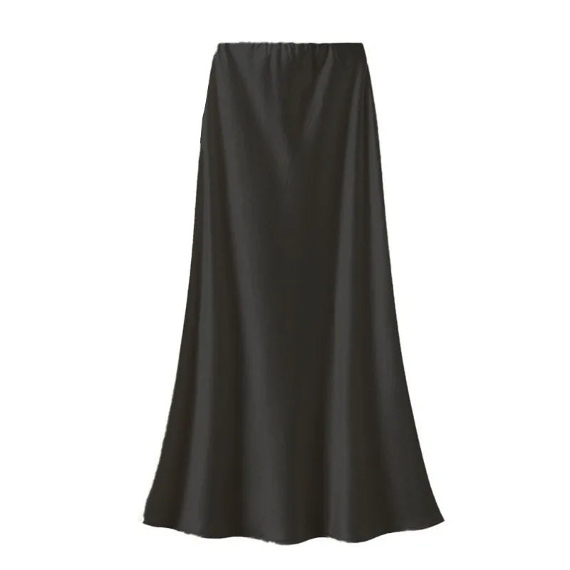 New Fall for Women: Black Glossy Pencil Skirt, Light Purple High-waisted Fishtail Skirts, Available in Beige, Gray, Brown, Red.