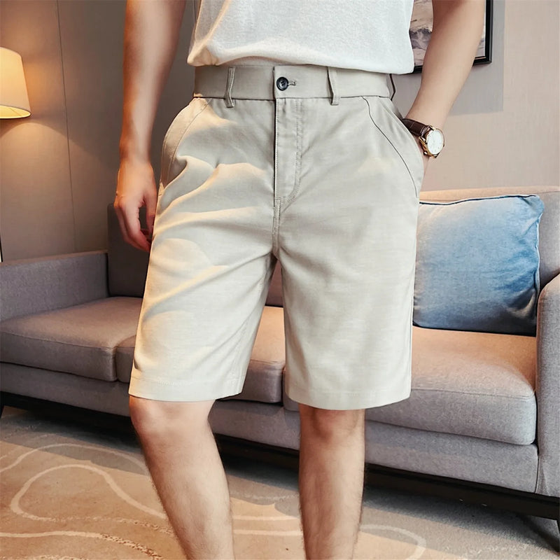 Men's Premium Seersucker Linen-Blend Shorts – Elastic Waist Straight-Leg Casual Summer Shorts for Beach & Daily Wear