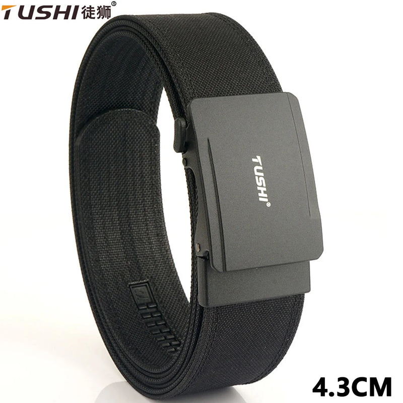 TUSHI Brand Tactical Double-Layer Thick Waistband Men's Outdoor Nylon Waistband 4.3 Wide Upgraded Automatic Buckle Gun Waistband