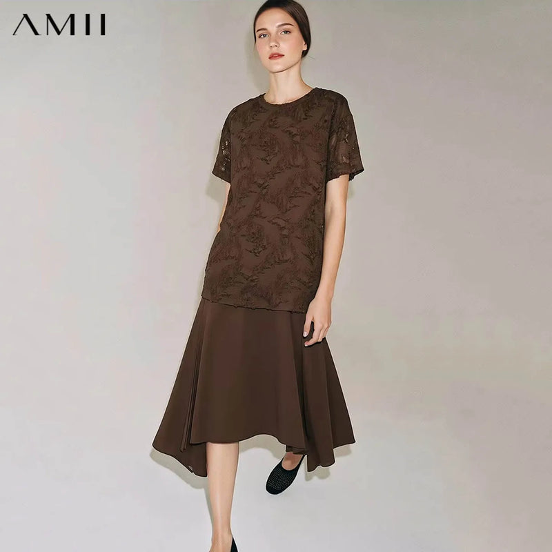 រ៉ូប Amii សម្រាប់នារី រដូវក្ដៅឆ្នាំ ២០២៦ ថ្មី កអាវរាងដូចខ្សែក រំយោល ស្បៃមុខបែបរ៉ូមែនទិក រាងរលុង រ៉ូបមីឌីសម្រាប់នារី 12642203