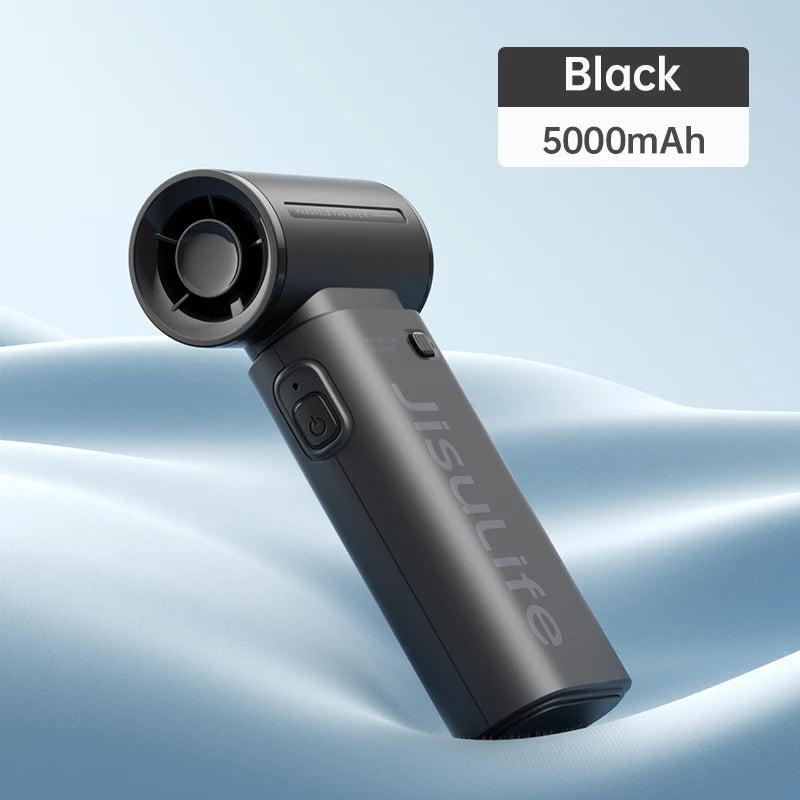 JISULIFE Handheld Turbo Fan,Super Strong Wind,5 Speeds,Long Battery Life,5000mAh,USB Rechargeable,Multipurpose Pocket fan