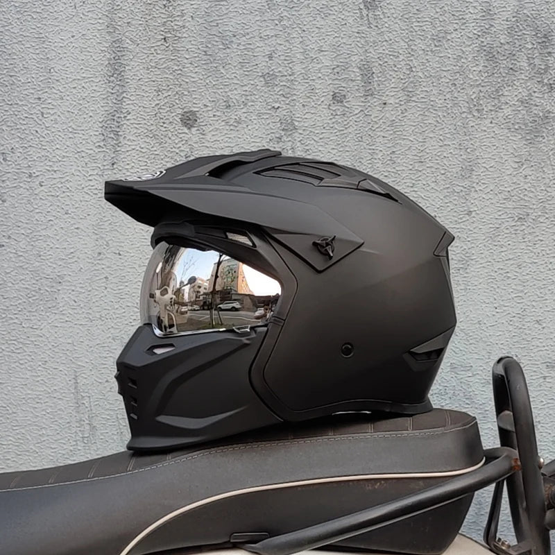 ORZ Retro Helmet Motorcycle Full Helmet Men Women Summer Locomotive Four Seasons Rally Demolition Combination Helmets