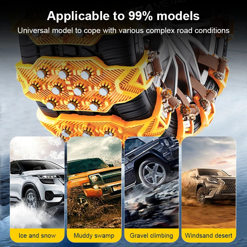 SEAMETAL 4PCS Anti-skid Chains Wheel Tyre Cable Belt Car Winter Tire Wheels Snow Chains Snow Tire Winter Outdoor Emergency Tools