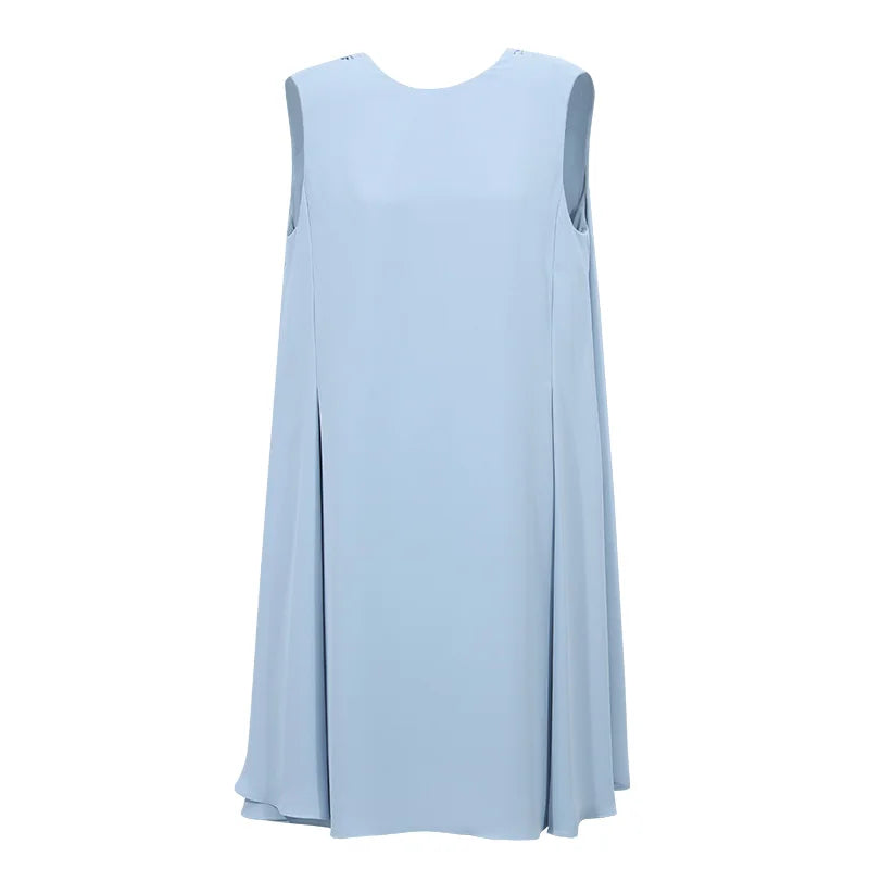 Amii A-Line Women's Dress 2026 Summer New Round Neck Flowy Elegant Tie Detail Loose Fit Casual Midi Dress For Women 12622178