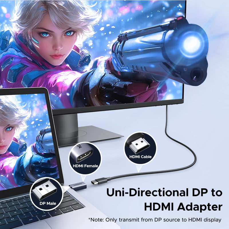UGREEN 4K DisplayPort to HDMI 4-Pack Adapter Unidirectional Display Port 1.2 to HDMI 1.4 Male to Female Converter Aluminum Adapt