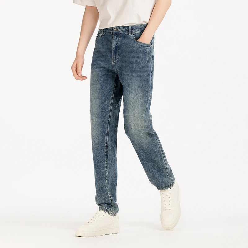 Semir Men Jeans Vintage Washed Elastic Cotton Soft Slim Leg Versatile Fashion 2026 Casual Daily Street Wear