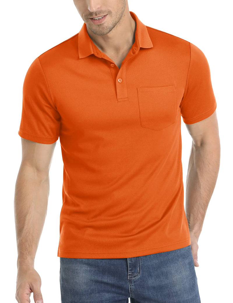 TACVASEN Summer Quick Dry Polos T-shirts Mens Breathable Sport Hiking Tee Shirts Casual Golf Polos T-Shirt Work Tops With Pocket