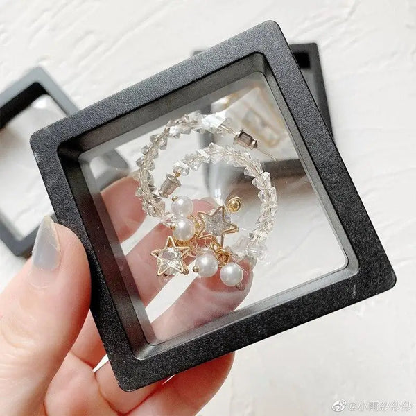 4pcs floating display box,dust-proof jewelry packaging,transparent storage box for necklace,bracelet.Gift Boxes for Retail Use.