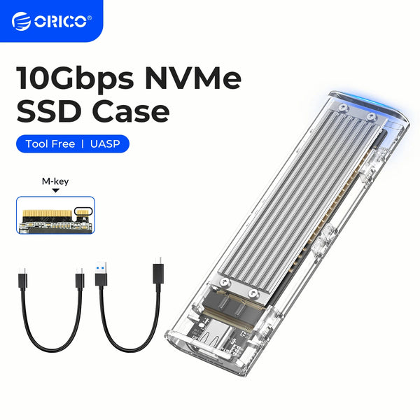 ORICO M2 SSD Case NVME SSD Enclosure M.2 to USB Type C Transparent Hard Drive Enclosure for NVME PCIE NGFF SATA M/B Key SSD Disk