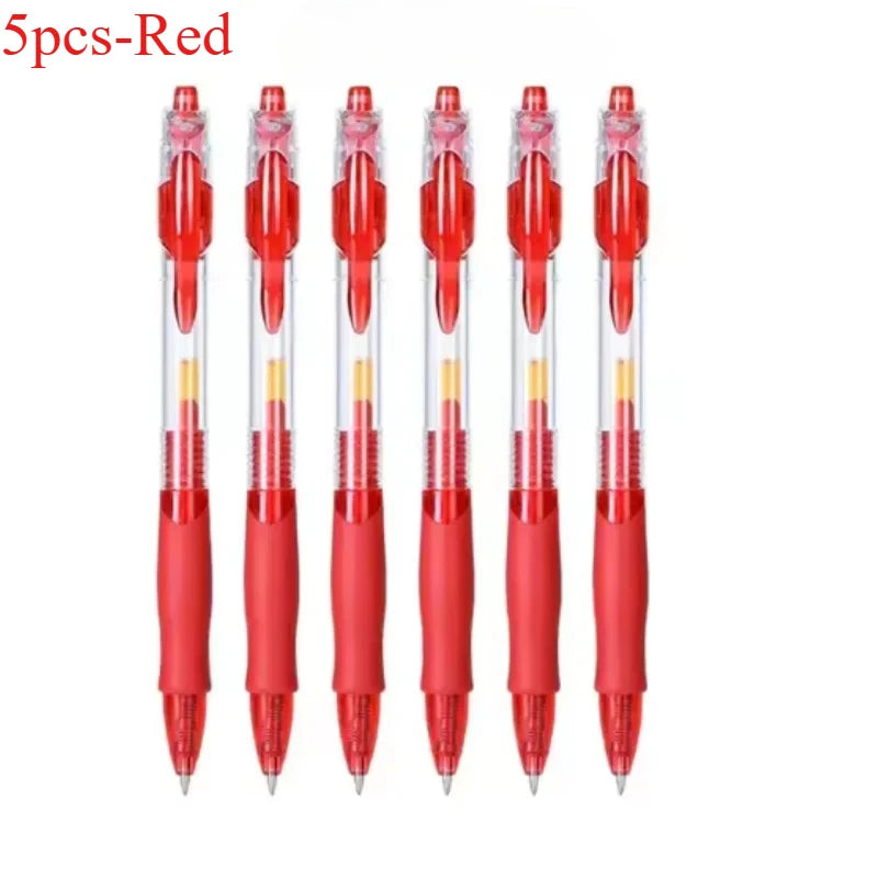 5/10pcs Retractable Gel Pen Set Black/Red/Blue Ink Ballpoint Pen Writing Refill Office Supplies School Supplies Stationery Pen
