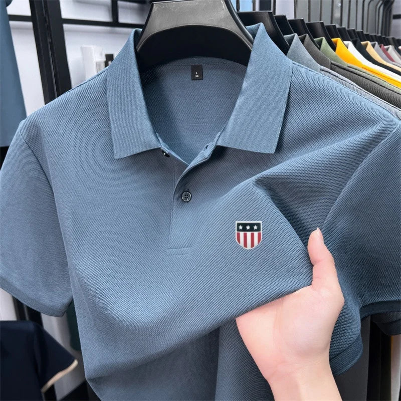 High-End Luxury Man T-Shirt Polo Shirt Lapel Button Pattern Printing Various Colors British Style Summer Leisure Golf Men's Wear