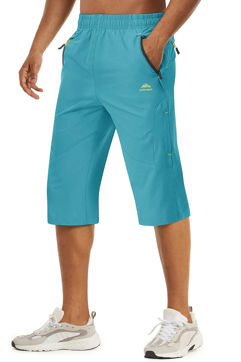 TACVASEN Summer 3/4 Length Quick Dry Mens Capri Shorts Hiking Camping Mountain Work Shorts Zipper Pocket Outdoor Fishing Shorts