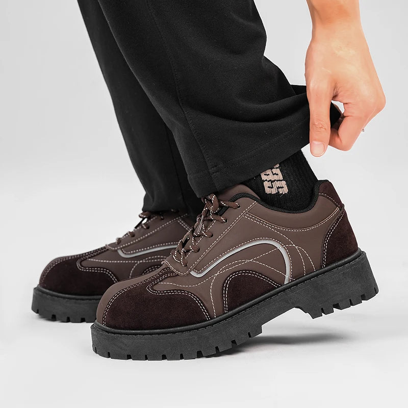 Men's Thick sole big head casual shoes four season breathable light soft-sole anti-slip outdoor walking shoes comfort board shoe