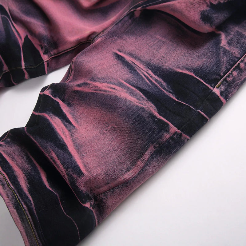 Men's Red Men's Knee-Length Shorts for Summer, Pants Made From Stretch Denim; Asian Sizes 28–42.