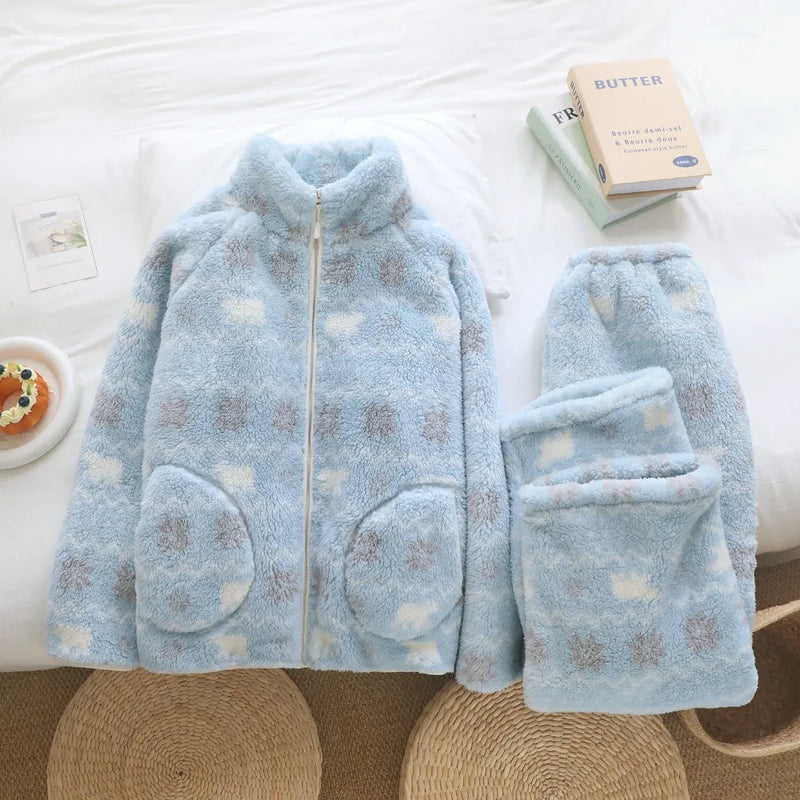 Flannel Thickened Warm Winter Loungewear Sleepwear Sets Soft Pajamas for Woman 2026 Nightwear 2 Piece Nighty Pijama Home Wear