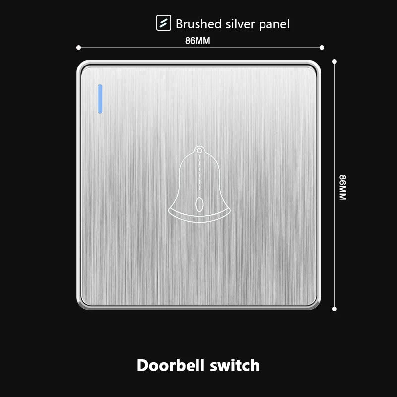 Wall Doorbell Switch Reset Push Button Wire drawing Panel,EU/UK/US/Standard Home hotel doorbell Automatic reset button switch 86