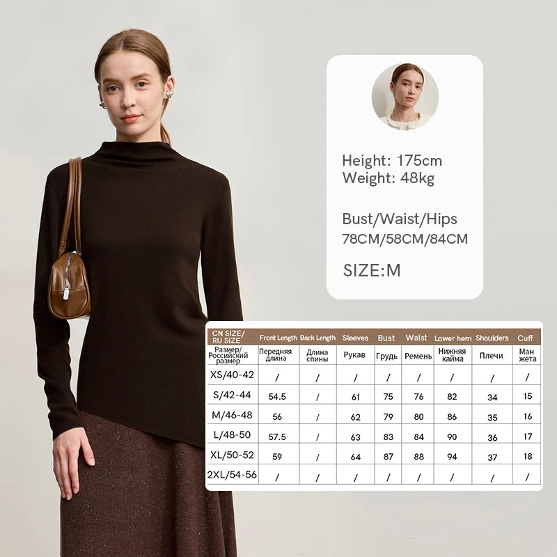 Amii Woman Sweater 2026 Winter New Casual Versatile Semi-turtleneck Sweater Asymmetrical Pullover Knitted Top Women 12524129