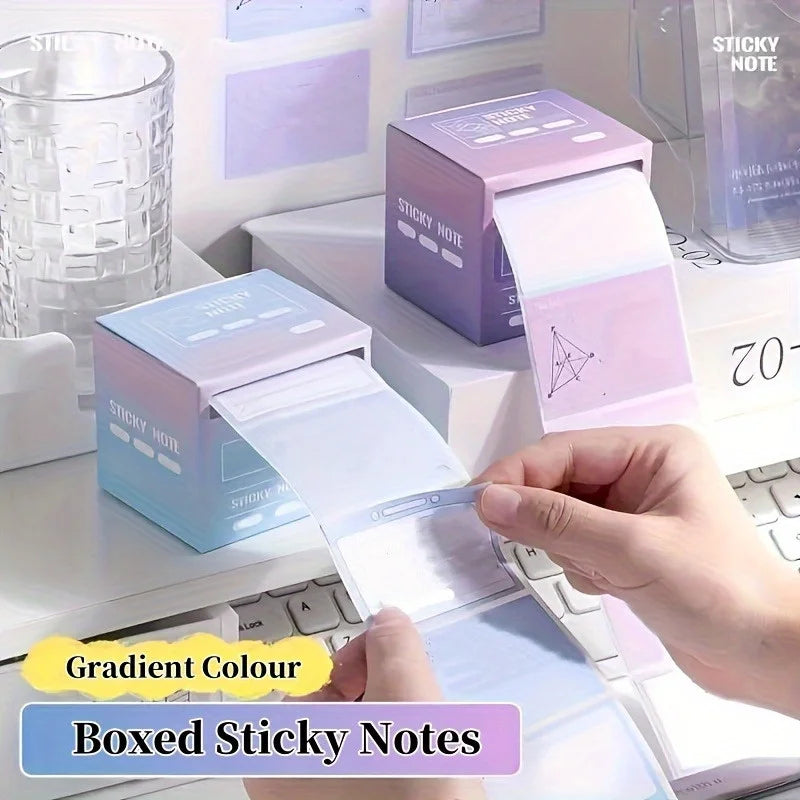 256pcs/Box Pull-out Sticky Notes | Full Adhesive Tear-off Stickers in 8 Formats, Perfect for Office, Students Student Stationery