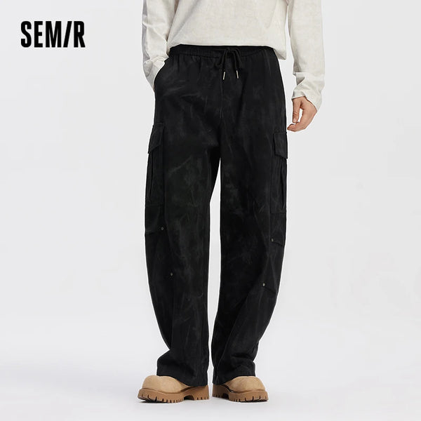 ខោបុរស Semir កប្បាសជើងកោងបោះពុម្ពចង្កេះយឺតរលុងសម្លៀកបំពាក់ធ្វើការខោរដូវស្លឹកឈើជ្រុះធម្មតាស្លៀកប្រចាំថ្ងៃ 2026