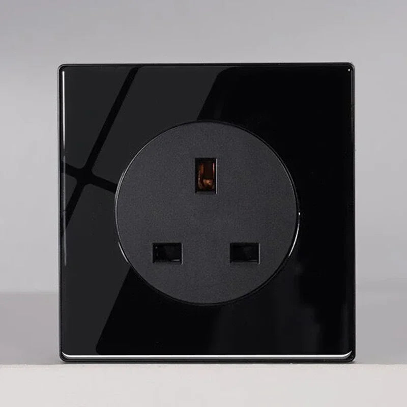 Tempered Glass Panel Blue Light Button Switch 1 2 3 4 Gang/1 2 Way LED Automatic reset Switch Indicator Light TV TEL Wal Socket