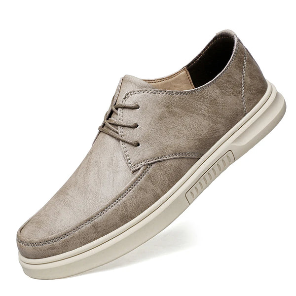 Spring Autumn Mens Korean Style Leather Casual Shoes Men Lace Up Flat Shoes Comfortable