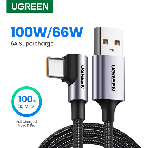 UGREEN 100W 6A USB Type C Cable For Huawei Honor 100W/66W Super Charge USB C 27W Fast Charge For Xiaomi USB C Data Cord Cable