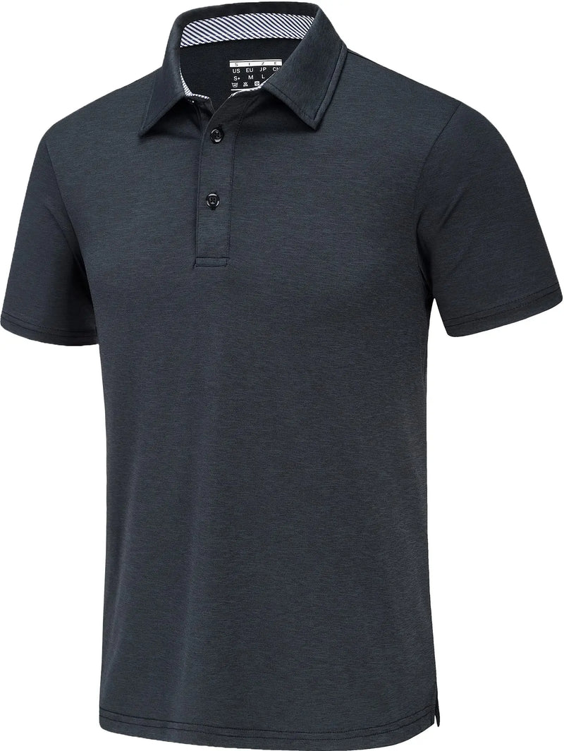 TACVASEN Summer Polo T-shirts Mens Casual Short Sleeve Shirts 3 Buttons Down Quick Dry Breathable Golf Fishing Pullover Workwear