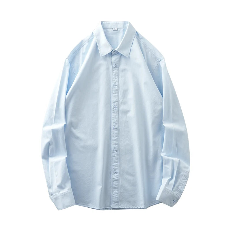 DUKEEN 350G Heavyweight Men's Shirts Pure Cotton Autumn Solid Color Long-Sleeve Casual Business Formal Dress White Men's Clothes