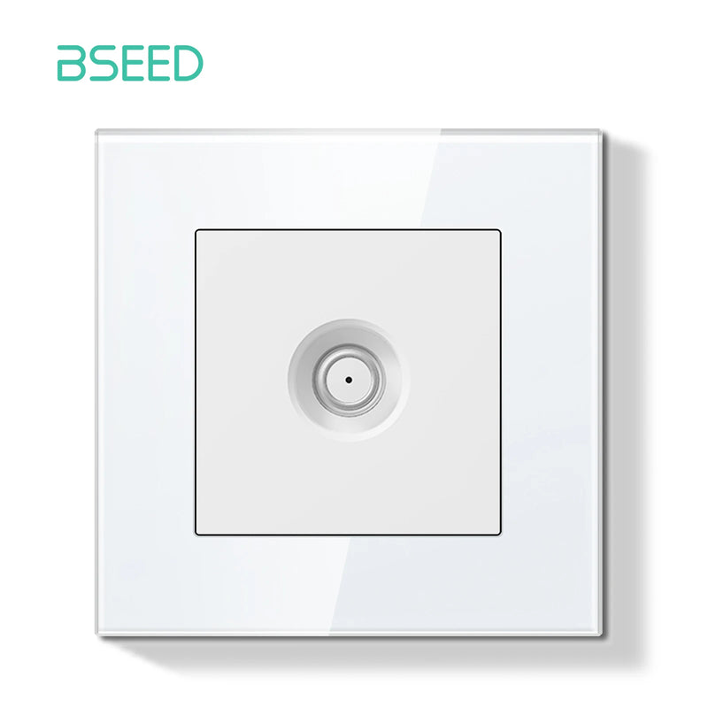 BSEED E Series Mechanical Button Switch 1/2Gang Light Switch Wall EU Socket ST TV Socket Glass Panel Switch With LED Indicator